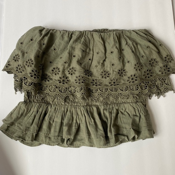 NWT American Eagle Green Strapless Eyelet Top, Medium - Picture 1 of 5